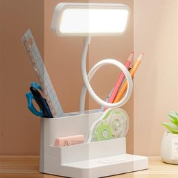 Table Lamps Bedside Portable Foldable Stepless Dimmable Rechargeable Eye Protection Bedroom Decor Lamp Double Pen Holder Design