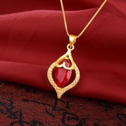 Women Pendant Chain Heart Drop Design Exquisitive 18k Gold Color Fashion Female Jewelry Gift