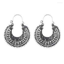 Dangle Earrings Fashion Ethnic Gypsy Boho Drop For Women Antique Silver Plated Carved Hollow Vintage Brincos