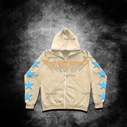 Men's Hoodies Sweatshirts Embroidery American clothing high street trend loose zipper hoodie women Y2K punk retro Harajuku casual oversized sweatshirt men T231117