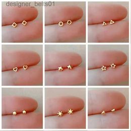 Stud New Minimalism Earrings Silver Plated Allergic Protection Mini Small Stars for Women Student Stud Earrings Jewellery GiftsL231117