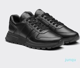 Leather Trainers Man Technical Rubber Re-Nylon White Black Top Quality Runner Sports Lug Sole Casual Walking