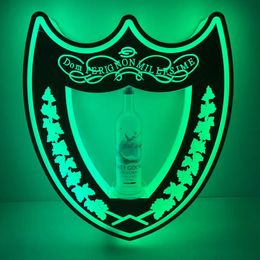 Grünes Licht Dom Perignon Champagnerflaschenpräsenter Schild Glorifier Leuchtreklame Display VIP-Service für Nachtclub Hochzeit Party Bar Individuell wiederaufladbar