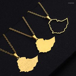 Pendant Necklaces Ethiopia Map Cities Stainless Steel For Women Men Gold/Steel Color Ethiopian Maps Jewelry Gift