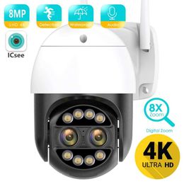 New 8MP 4K 8x Hybrid Zoom 2.8+12mm Dual Lens PTZ IP Camera WiFi Human Detection 4MP Audio Security Video Surveillance Camera Sale