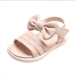 Sandals Summer Baby Shoes Leather Cute Butterfly-knot Princess Girls Sandals Soft Sole Fashion Infant Shoes 230417