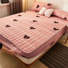 Mattress Pad Thick Mattress Cover For Spring And Winter Large Bed Sheet Double Bed Elastic Printed Cover 231116