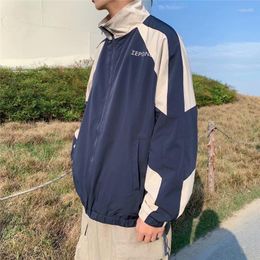 Men's Jackets Men Autumn Casual Outwear BF Oversize Harajuku Baseball Zipper Coats College Patchwork Retro Windproof Stand Collar Tops