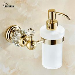 Europe Brass Crystal Liquid Soap Dispenser Antique Frosted Glass Container Bottle With Silver Finish Bathroom Products zy10 Y20040323d