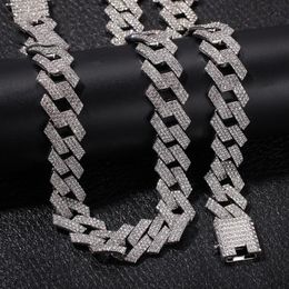 Iced Out Miami Cuban Link Chain Mens Rose Gold Chains Thick Moissanite Chain Necklace Bracelet Fashion Hip Hop Jewelry211a