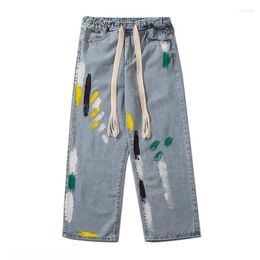 Men's Pants Autumn Streetwear Retro Hip-Hop Graffiti Jeans Harajuku Fashion Loose Straight-Leg Wide-leg For Men Women Couples