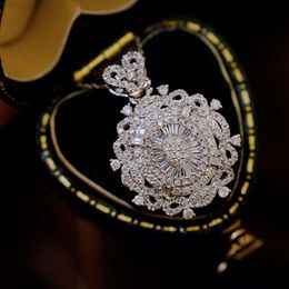 18K Solid White Gold 1.08ct Diamond Round Charm Pendant Necklace Women Exquisite Luxury Wedding Necklace Jewelry