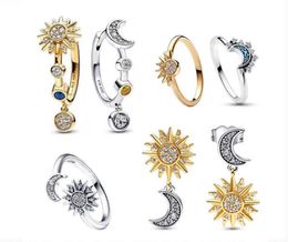 925 Silver Women Fit Pandoras Ring Weimei Pan 925 Sterling Silver Ring Sun Moon Combination Complete Set Ins Series Advanced Temperament Pure Silver Ear Ring Chinese