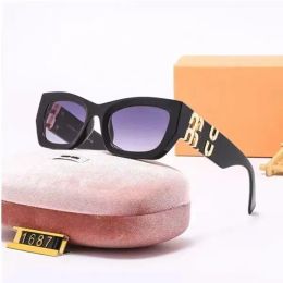 Designer Retro Small Miu Women Oval Beauty Personalized UV400 Plate Radiation High Sun Lenses Advanced Frame Resistant Glasses Sunglasses Designer Sunglasses