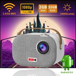 Other Electronics Q1 Pro Mini Projector 4K Android 9 0 Full HD 1080P 10000 Lumens Smart Wifi 2 32G LED Video Portable Home Theater 231117