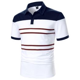 Men's Polos Men's Striped Turn-down Shirt Short Sleeve Regular Fit Shirt Preppy Clothes For Men Work Outdoor Sports T Shirt Shirts For Men 230417