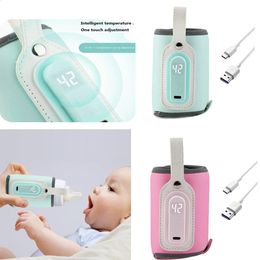 Bottle Warmers Sterilizers# PU Baby Nursing Bottle Heater Safe USB Charging Heating Milk Warmers Adjustable Insulated Breastmilk Heating Bag for Home Travel 231116