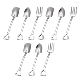 Dinnerware Sets 9 Pcs Stainless Steel Dessert Spoon Shape Forks Ice Cream Fruit Spoons Durable Creative Decor Set Of Dishes