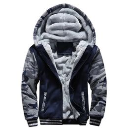 Men's Jacket Camouflage Thicken Winter Jackets for Men Fleece Long Sleeve Coat Man Casual Hoodies Streetwear Mens Coats