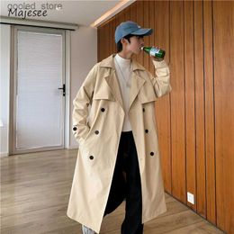 Men's Trench Coats Trench Men Loose Streetwear Handsome Oversize Coat Spring Autumn All-match Korean Style Teenagers Fashion Casual Sashes Solid Q231118