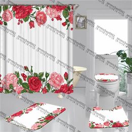 Home Durable Shower Curtains Sets High-grade Four-piece Must Set Bathroom Anti-peeping Non-slip Deodorant Bath Toilet Mats157G