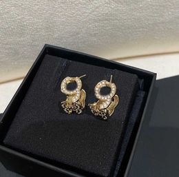 Luxury quality charm drop earring with diamond and hollow design in 18k gold plated have stamp box square shpe style PS4878A