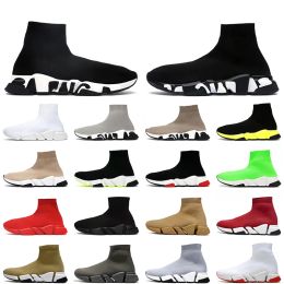 Scarpe calzino casual Scarpe da ginnastica sportive 2.0 nude glitter graffiti Runner Sneakers Donna Uomo Calzini firmati Piattaforma Donna Maglia lucida Calzini moda Stivali Parigi Scarpa lavorata a maglia