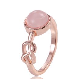 Romantic Rose Gold Color Ring Women Solitaire Pink Stone Princess Party Finger Accessories Fashion Jewelry Ring Cute Gift Fashion JewelryRings pink rose gold ring