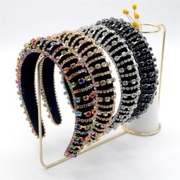 Europe And America Full Crystals Thick Anti-slip Headband Sponge Man-made Diamond Hairband Women's Hair HOOP236i