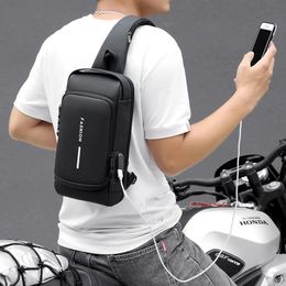 Waist Bags Anti-theft Password Lock Motorcycle Bag Men Motorcycle Bag With USB Charger Multifunctional Saddlebag Sports Waist Bag 231117