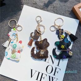 Cat Diamond Design Car Keychain Favour Flower Bag Pendant Charm Jewellery Keyring Holder for Men Fashion PU Animal Key Chain