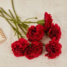 Decorative Flowers Artificial Silks Carnations Red Bouquet Pink Fake For Wedding Party Festival DIY Gift Wall Mother Day Home Decor