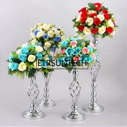 Vases 10PCS Silver Candle Holders Stand Wedding Decor Road Lead Table Centrepiece Rack Pillar Party Candlestick Candelabra