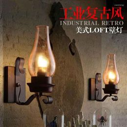 Wall Lamps Antique Wooden Pulley Led Light Exterior Wireless Lamp Black Bathroom Fixtures Long Sconces Blue