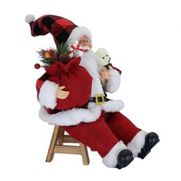 Christmas Decorations Sitting Santa Claus Figurines Christmas Figure Decorations Hanging Xmas Tree Ornaments Santa Doll Toy Collectible 231117