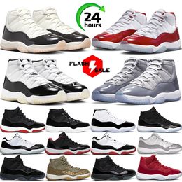 with box basketball shoes 11 jumpman Gratitude Cherry 11s Cool Grey womens Bred Gamma Bule mens trainers sports sneakers size 5.5-13