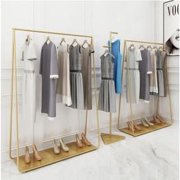 Golden clothing racks Bedroom Furniture Landing coat hanger in cloth stores Gold Iron Hat Frame multi-functional shoe rack216o