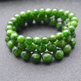 Strand High Quality Expensive Smooth Green Stone Round Beads Elastic Line Bracelets 6-12mm