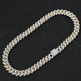 Fashion Hip Hop Necklace Men Designer Bracelet 14mm Cuban Link Chain Necklaces 16 18 20 22 24inch Rapper Diamond Chains Double Col208G