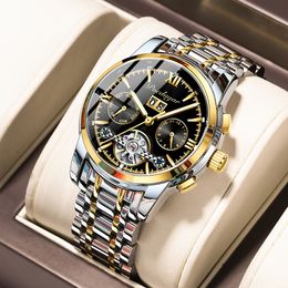 Top master design men watch, classic gold dial,Full automatic men's watch multi-function mechanical watch Tourbillon