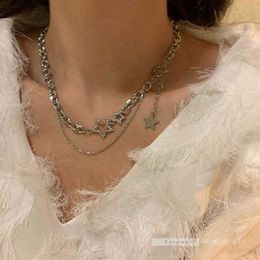 Pendant Necklaces Exquisite y2k Necklaces Elegant Shiny Star Notes Pendant Necklace for Women Girlfriend Gift Anniversary Fashion Neck Jewellery New Z0417