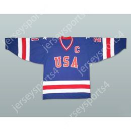 Custom Blue MIKE ERUZIONE 21 TEAM USA BLUE HOCKEY JERSEY NEW Top Stitched S-M-L-XL-XXL-3XL-4XL-5XL-6XL