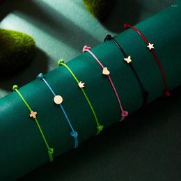 Charm Bracelets Wish Card Adjustable Hand-woven Rope Bracelet Femme Minimalist Heart Crown Round String Ehthic Fashion Women Jewelry
