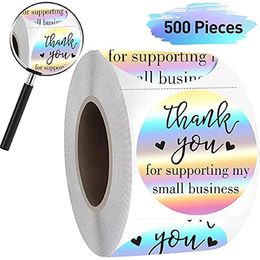 500 PCS 1.5in Thank You for Supporting My Small Business Stickers Adhesive Holographic Rainbow Stickers for Business Online Retailers Boutiques Shops 1224241