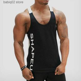 Men's Tank Tops Brand Men Muscle Sleeveless Tank Top Gym Bodybuilding Men Fitness Singlet Sport Vest Solid Workout Gym Male Tee Top M-2XL T230417