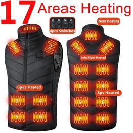 Men's Vests 17 Areas Heated Vest Men Electric Heating Vest Usb Heated Jacket Heated Vest Women Heated Bodywarmer Heated Down Jacket Winter 231116