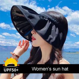 Wide Brim Hats Sunshade Hat UV Protection Dual Use Hair Hoop Sun For Women Outdoor Beach Soft Foldable Bucket Caps