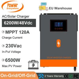 PowMr 6200W On Grid/Off Grid Solar Inverter MPPT 120A Solar Charger Max PV Power 6500W 230V Out-put DC 48V for Battery Charger