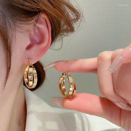 Dangle Earrings European And American Design Sense Geometric Circle Crossing Metal 2023 Fashion Jewelry Women's Gold Color Accessories