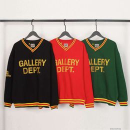 Designer Hoodies Fashion Mens Sweatshirts Streetwear American Fashion Brand Galleryes depts Gold Thread Ten Thousand Needle Embroidery Colourful Stripe Ribbed Vn